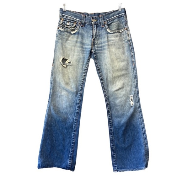 True Religion Jeans Mens Sz 31x33 (34.5x31) Billy Flap Pocket Distressed Ripped - Picture 1 of 16